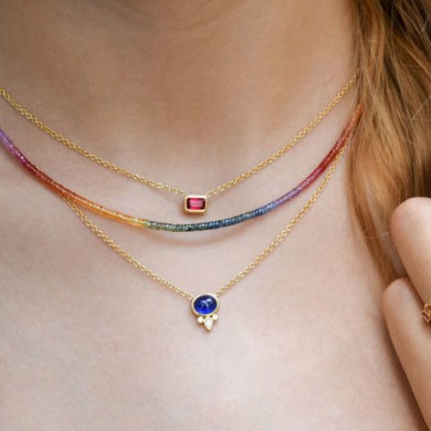 Rainbow Sapphire Beaded Necklace